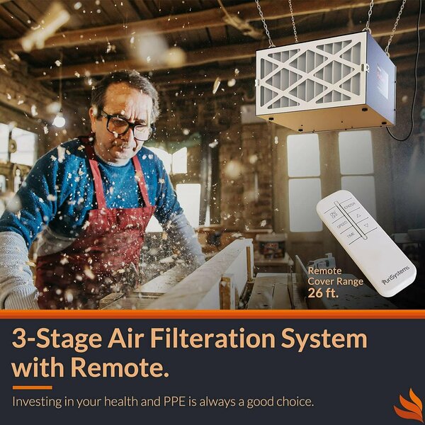 Alorair Purisystems Air Filtration System, Built-in Ionizer, PuriCare 500IG Hanging Air Filter w/RF Remote PuriCare500IG